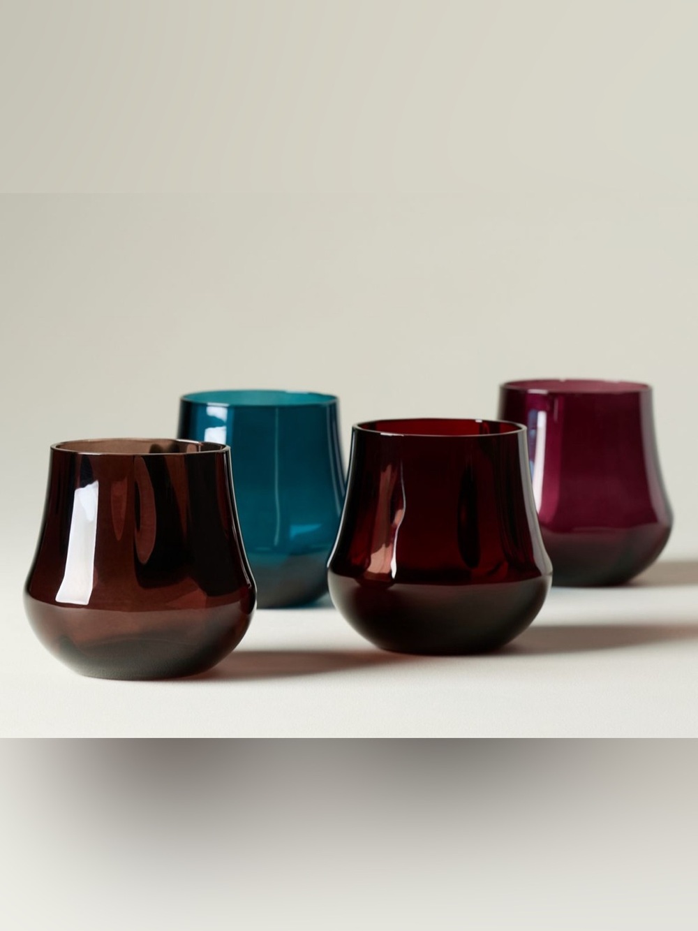 nwt set of 4 Anthropologie Cybelle jewel tone stemless wine glasses